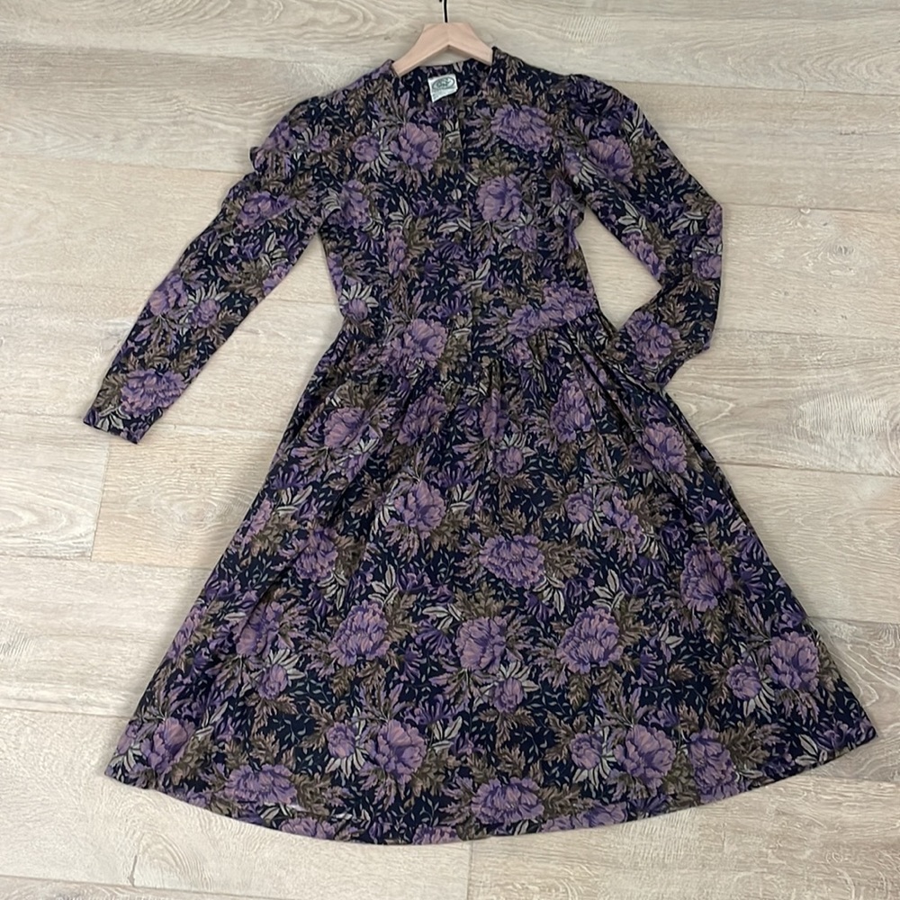 Vintage 1980’s Laura Ashley Long Sleeve Floral Button Front Dress